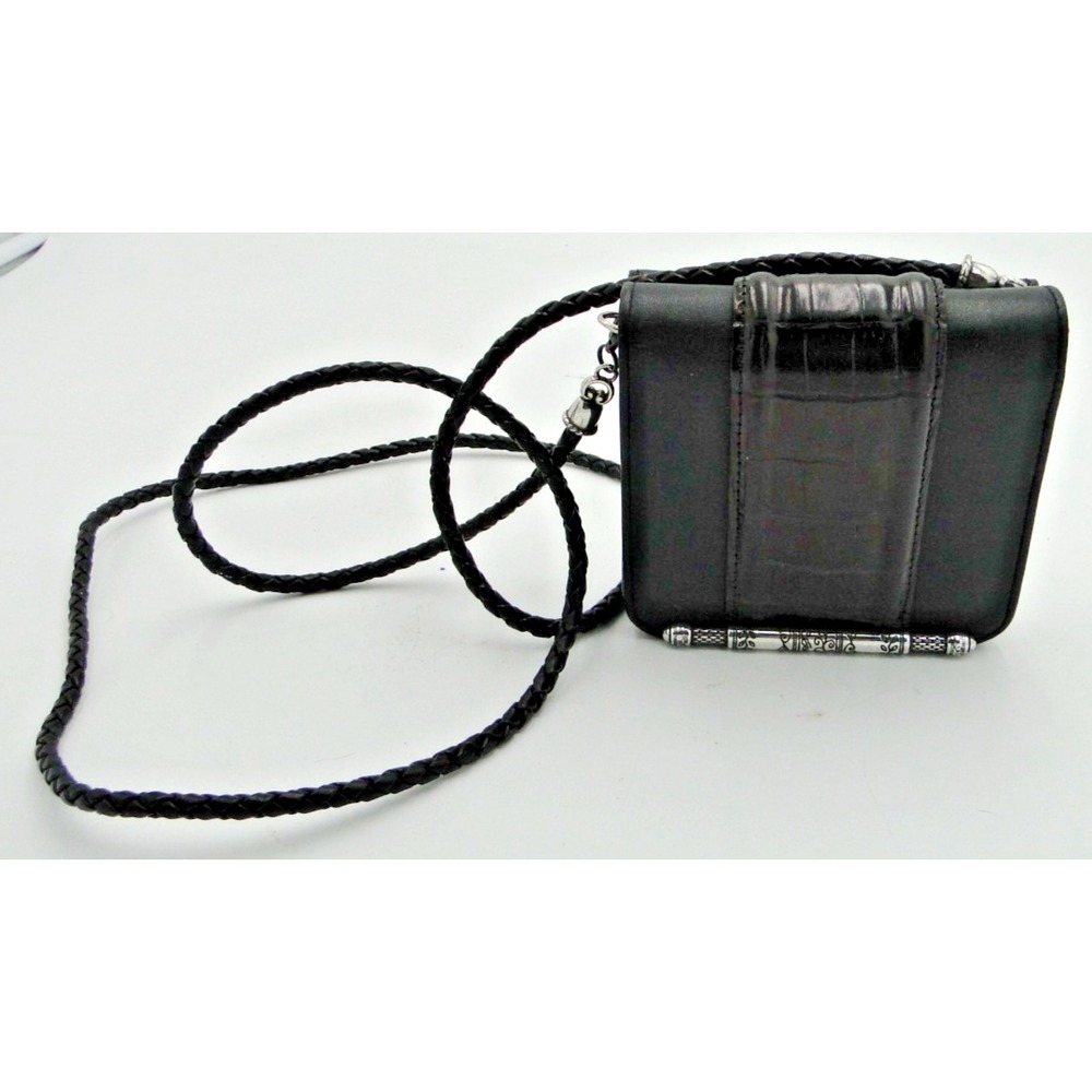 Brighton Black Leather And Croc‎ Wallet Crossbody Belt Purse